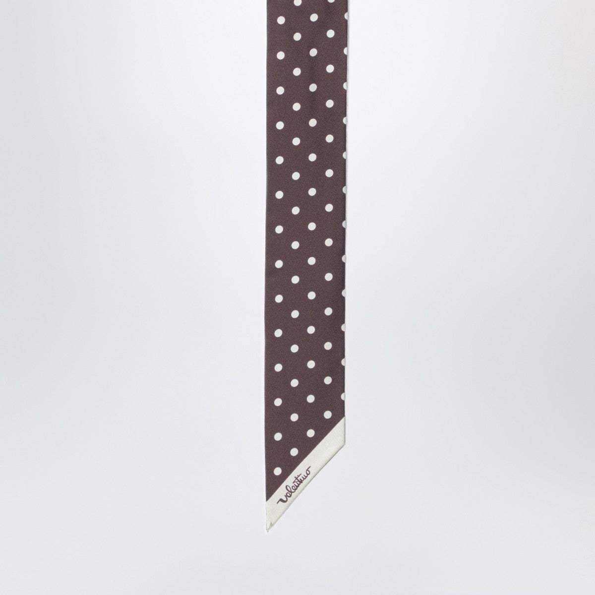 Valentino Garavani Brown scarf with butter-colored polka dots