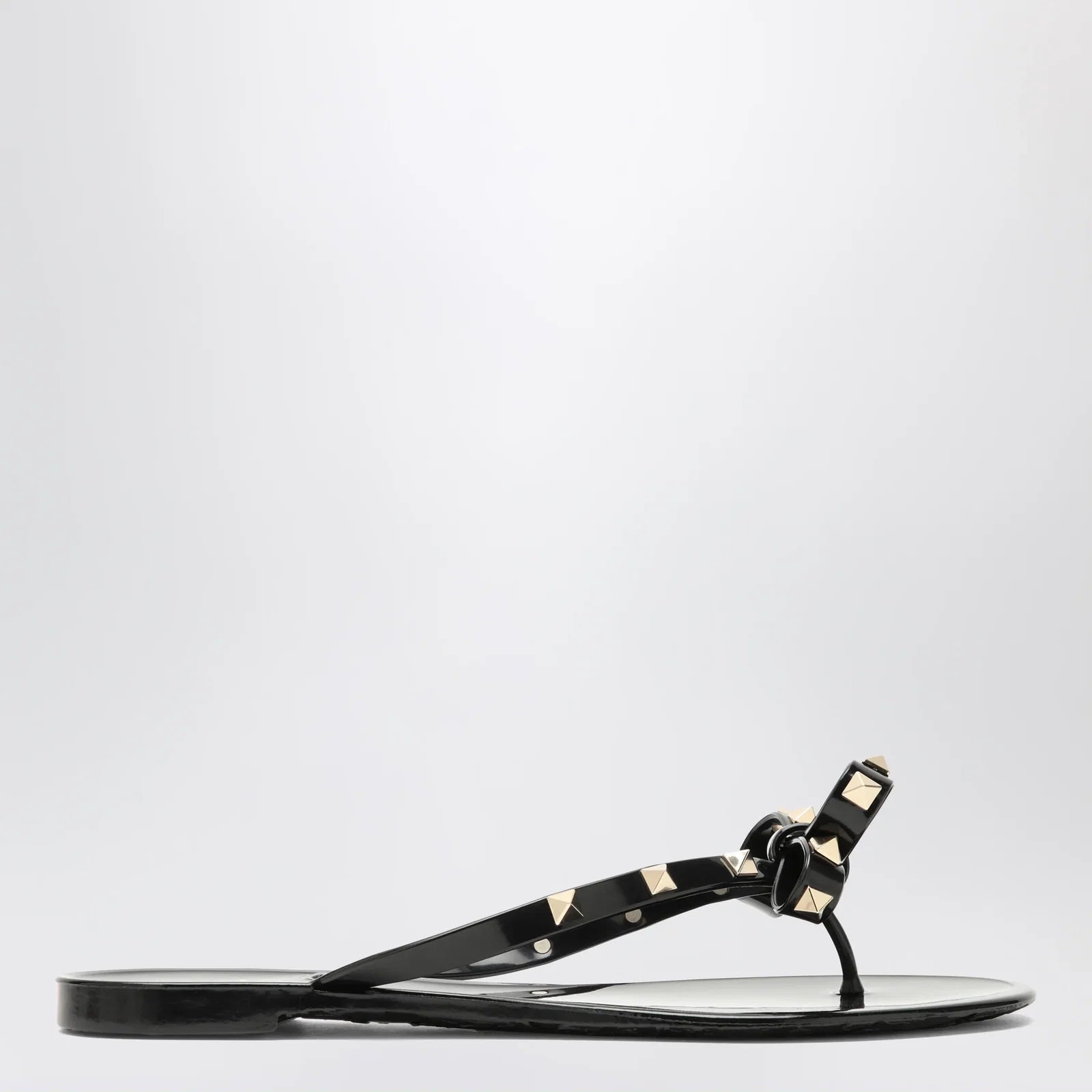 Valentino Garavani Black Rockstud Flat Sandals