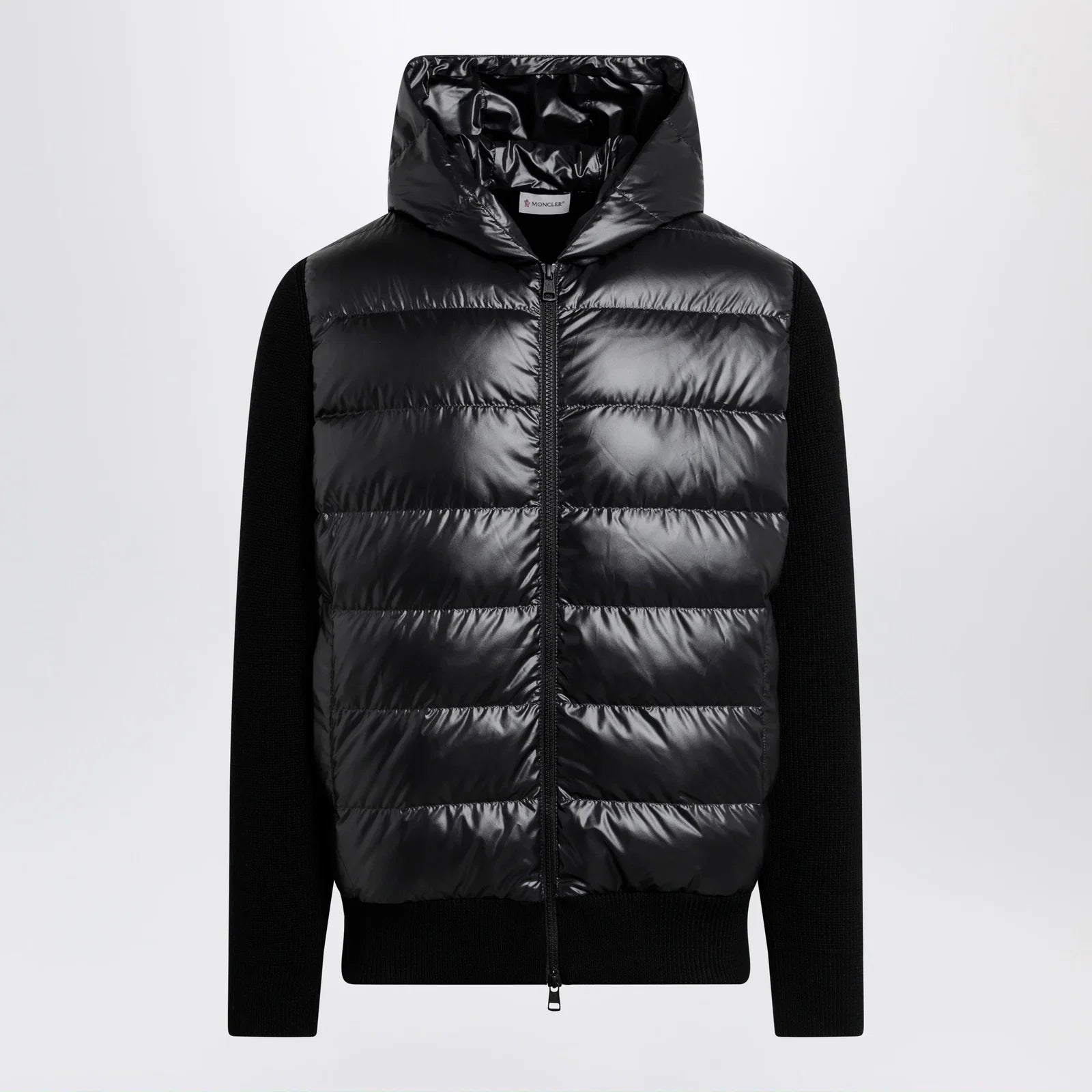 Moncler Black padded wool zip-up hoodie