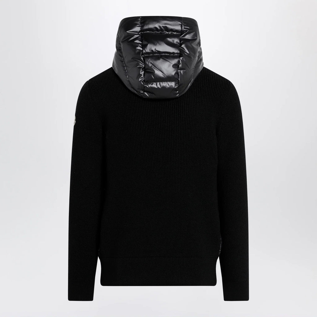 Moncler Black padded wool zip-up hoodie