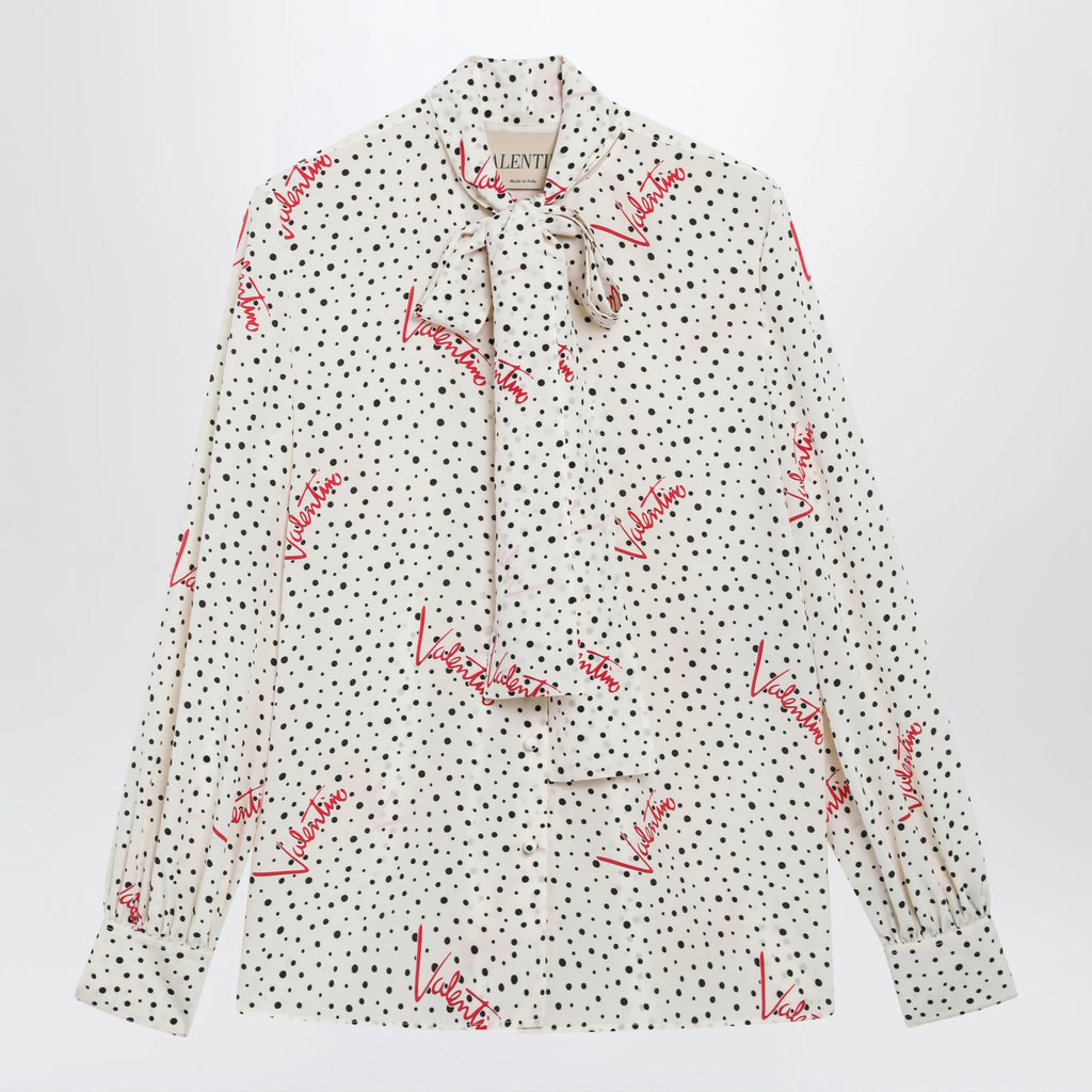 Valentino Vanilla silk shirt with logo print
