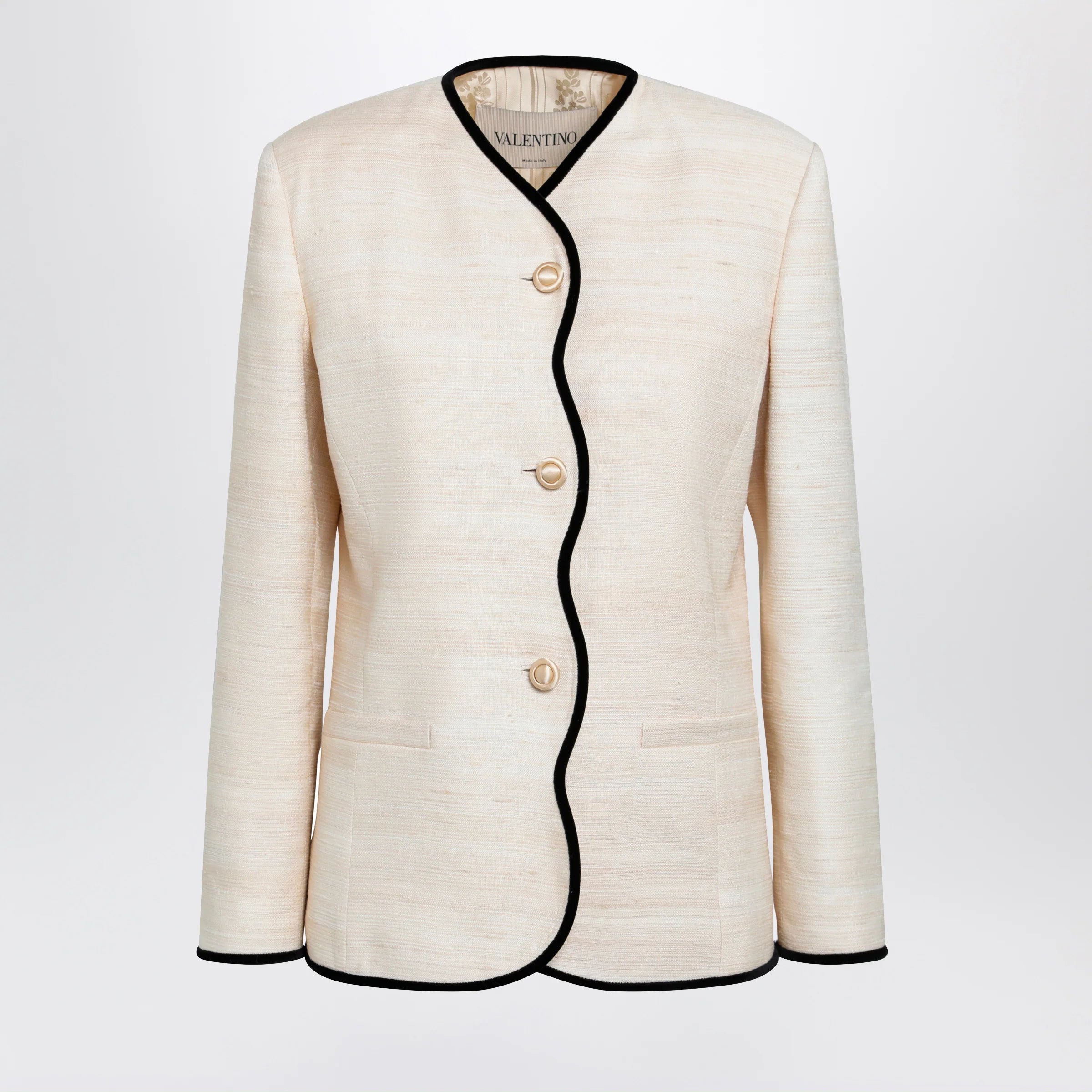 Valentino Milk-honey coloured silk and linen jacket