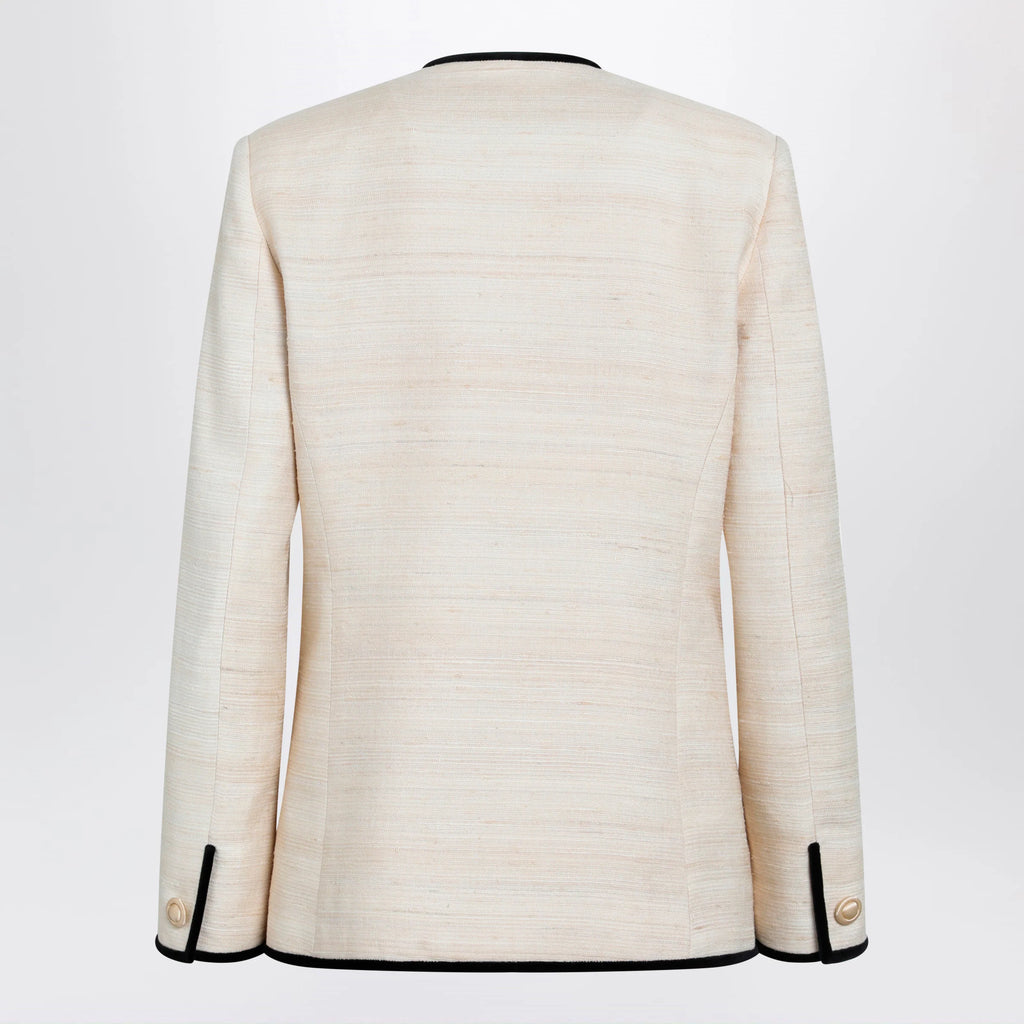 Valentino Milk-honey coloured silk and linen jacket
