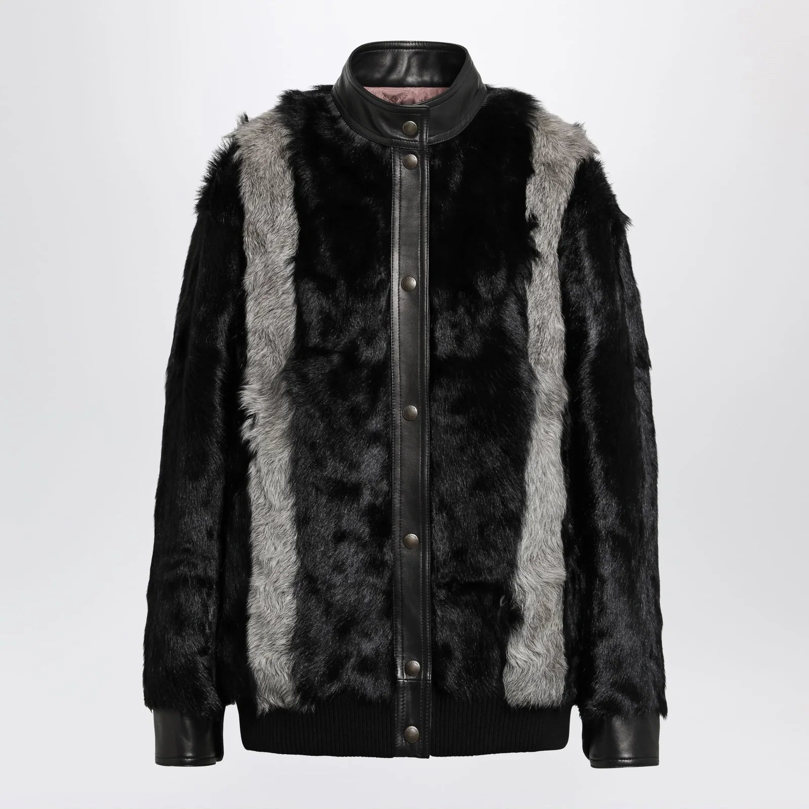 Valentino Black/Grey shearling and leather jacket