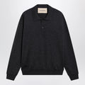 Valentino Wool polo shirt with VLogo embroidery in anthracite