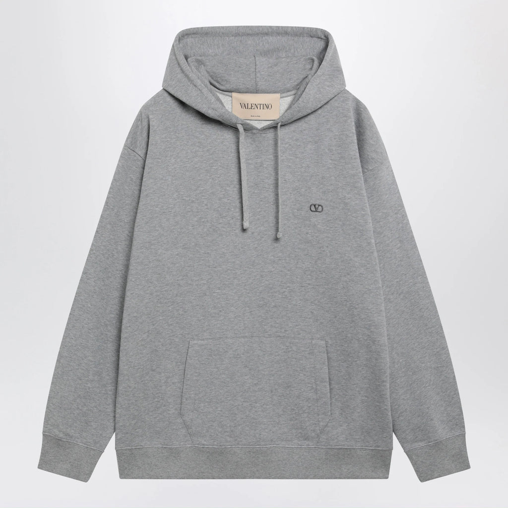 Valentino Mélange gray hoodie with Vlogo embroidery