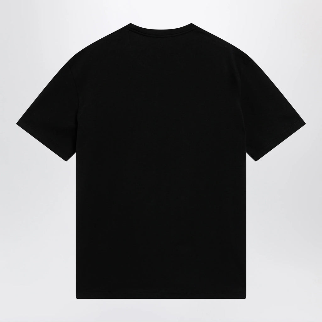 Valentino Black cotton T-shirt with VLogo embroidery