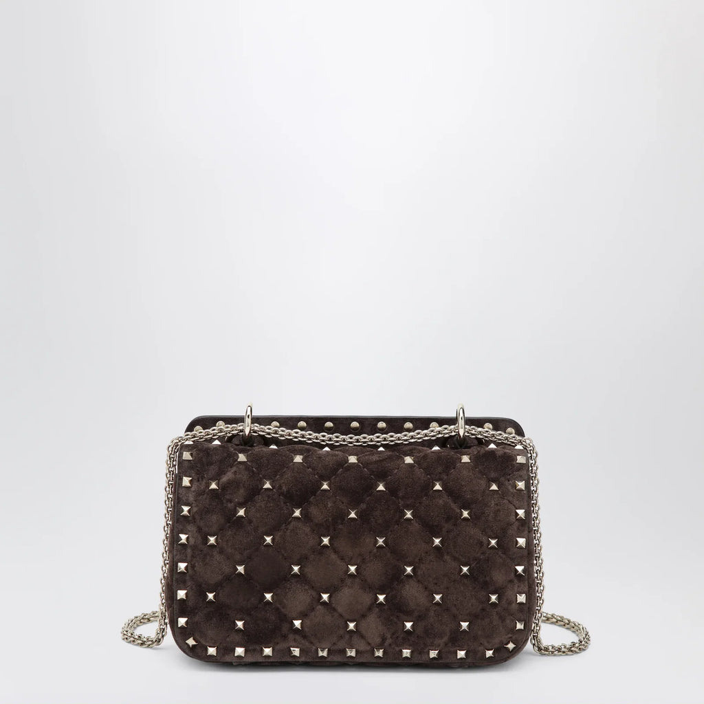 Valentino Garavani Rockstud Spike bag in brown suede