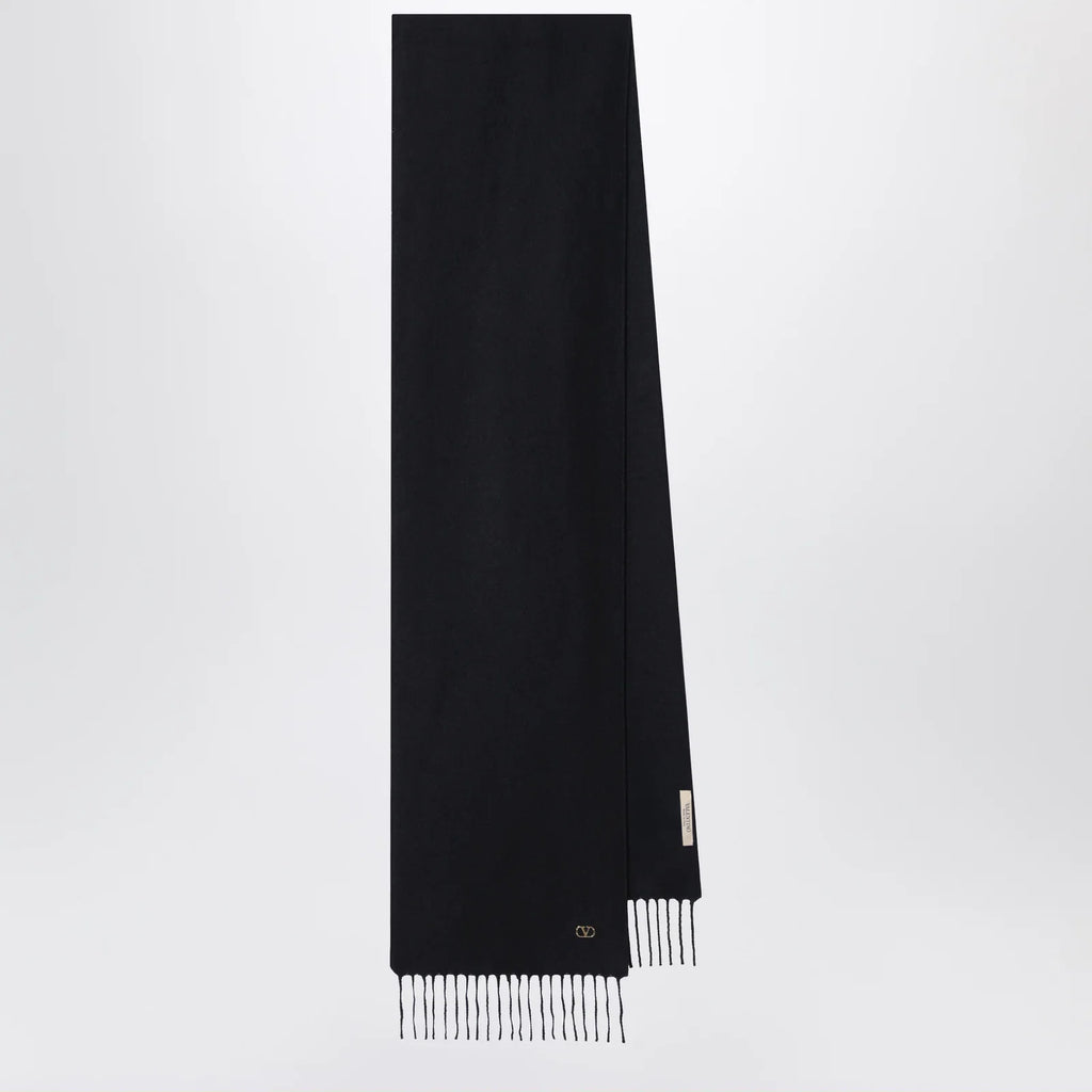 Valentino Garavani Black cashmere scarf with VLogo detail