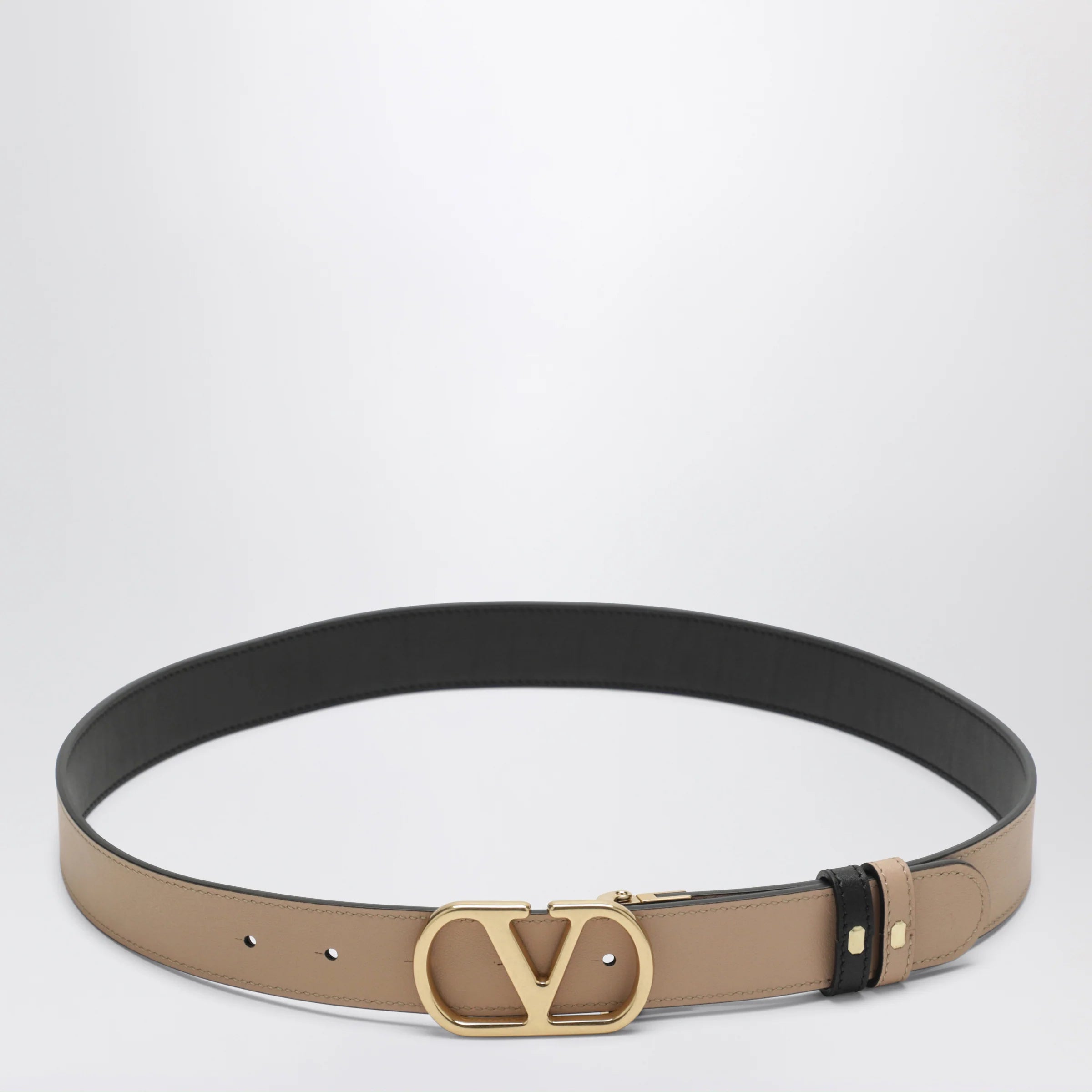 Valentino Garavani Black/Pink reversible VLogo Signature belt