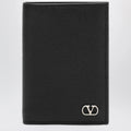 Valentino Garavani Black Vlogo grained leather card holder