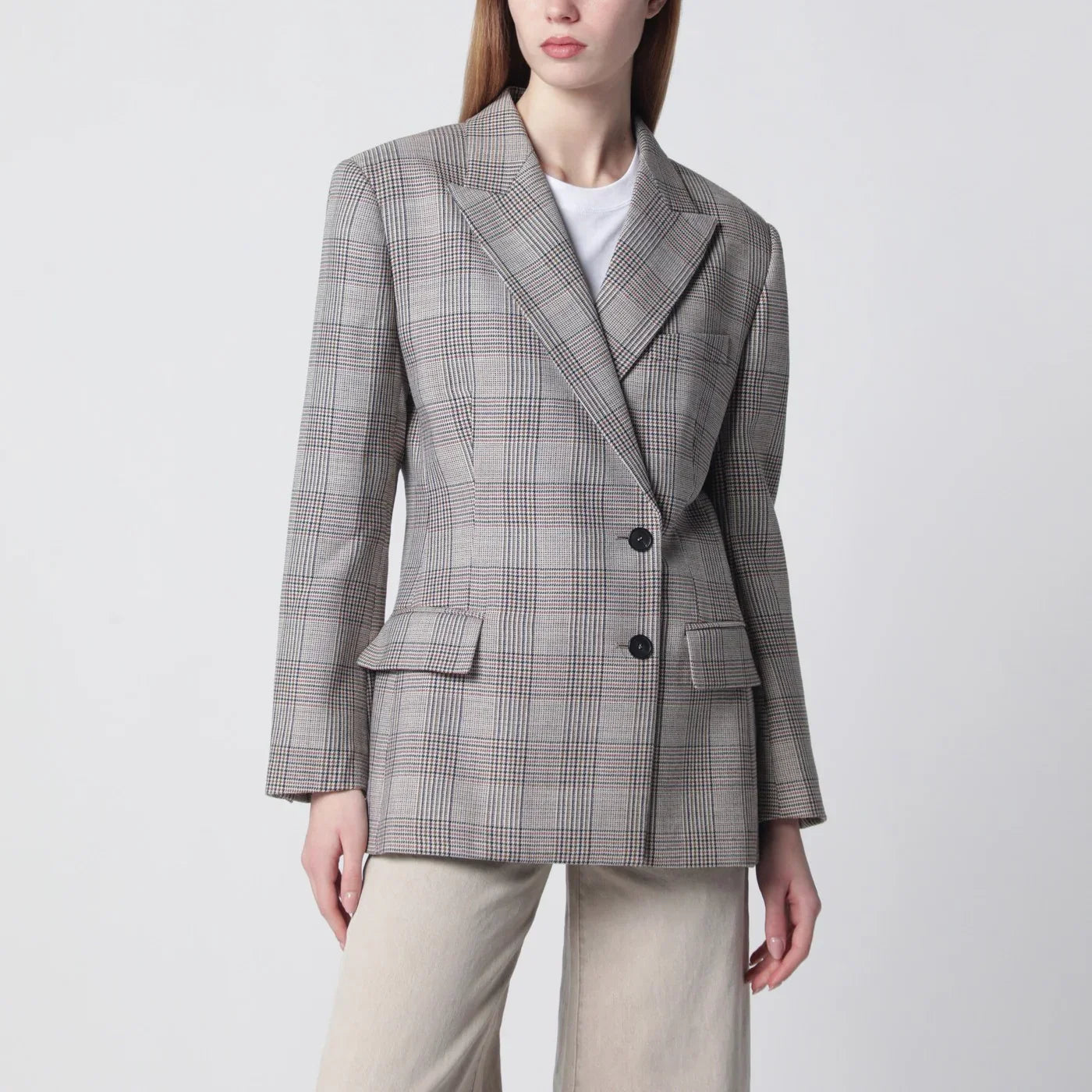 ANINE BING Asymmetric Prince of Wales jacket