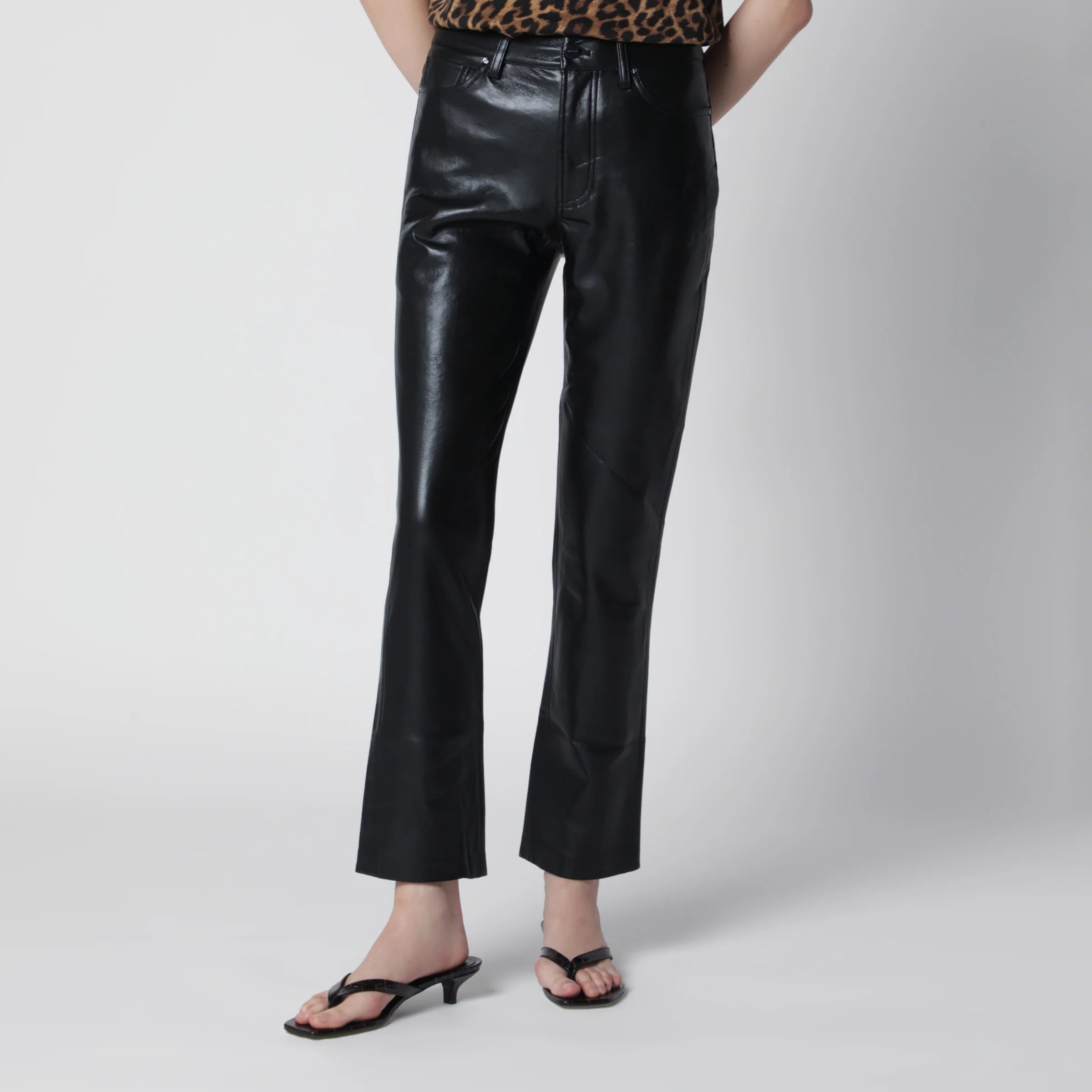 ANINE BING Black Bruno trousers in regenerated leather