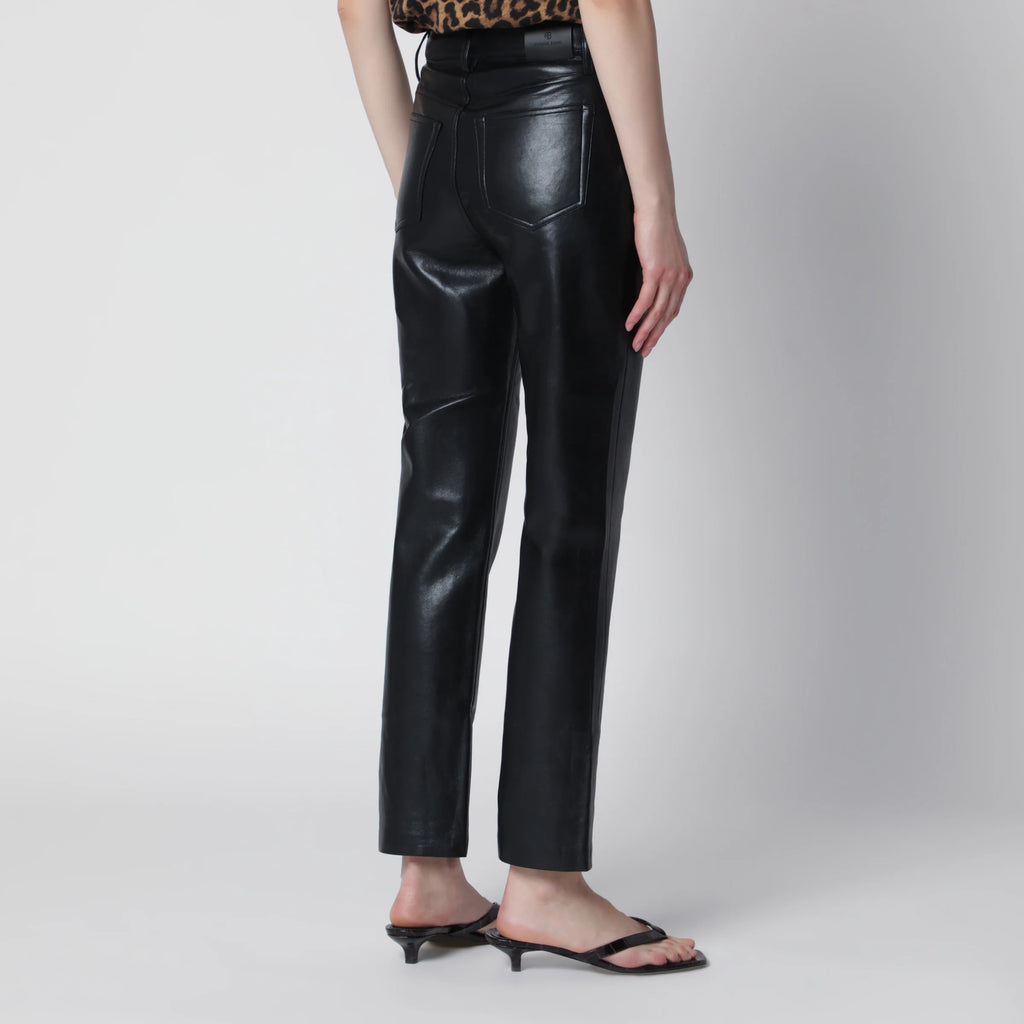 ANINE BING Black Bruno trousers in regenerated leather
