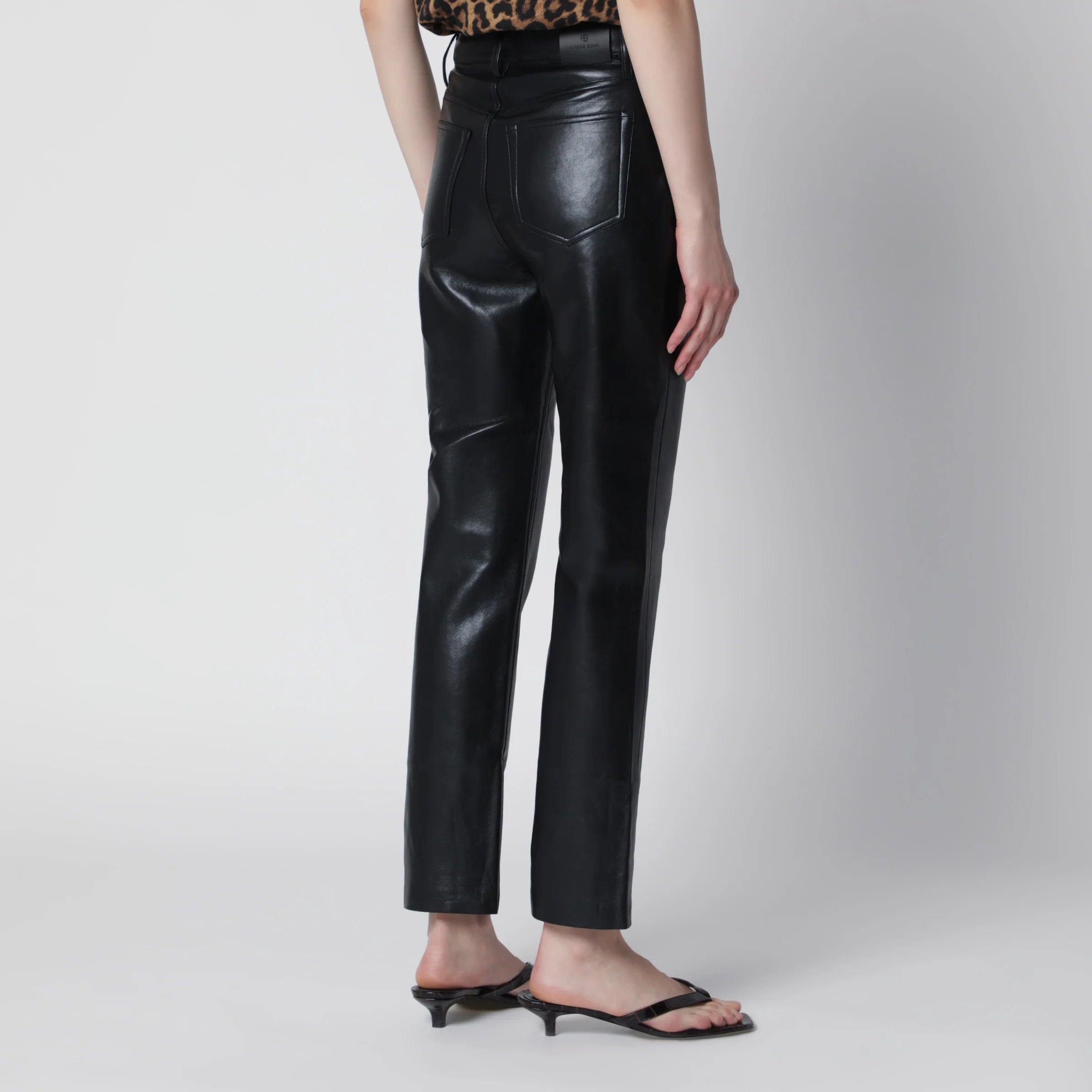 ANINE BING Black Bruno trousers in regenerated leather