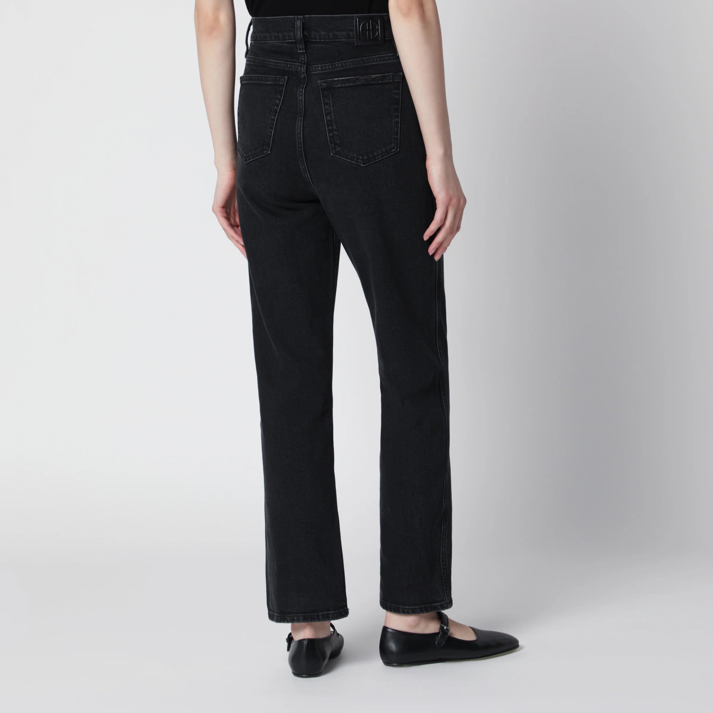 ANINE BING Jane high-rise slim jeans in vintage black denim