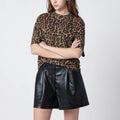 ANINE BING Avi leopard print cotton T-shirt