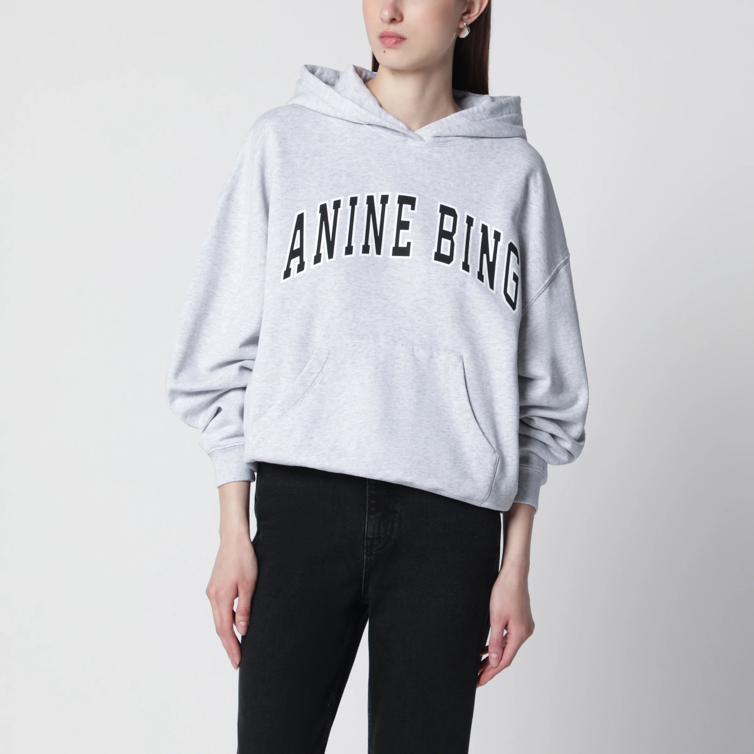ANINE BING Harvey New Classic oversized cotton hoodie in grey