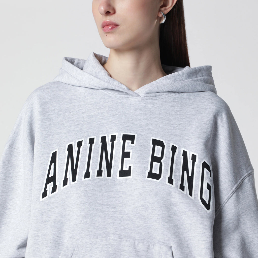 ANINE BING Harvey New Classic oversized cotton hoodie in grey