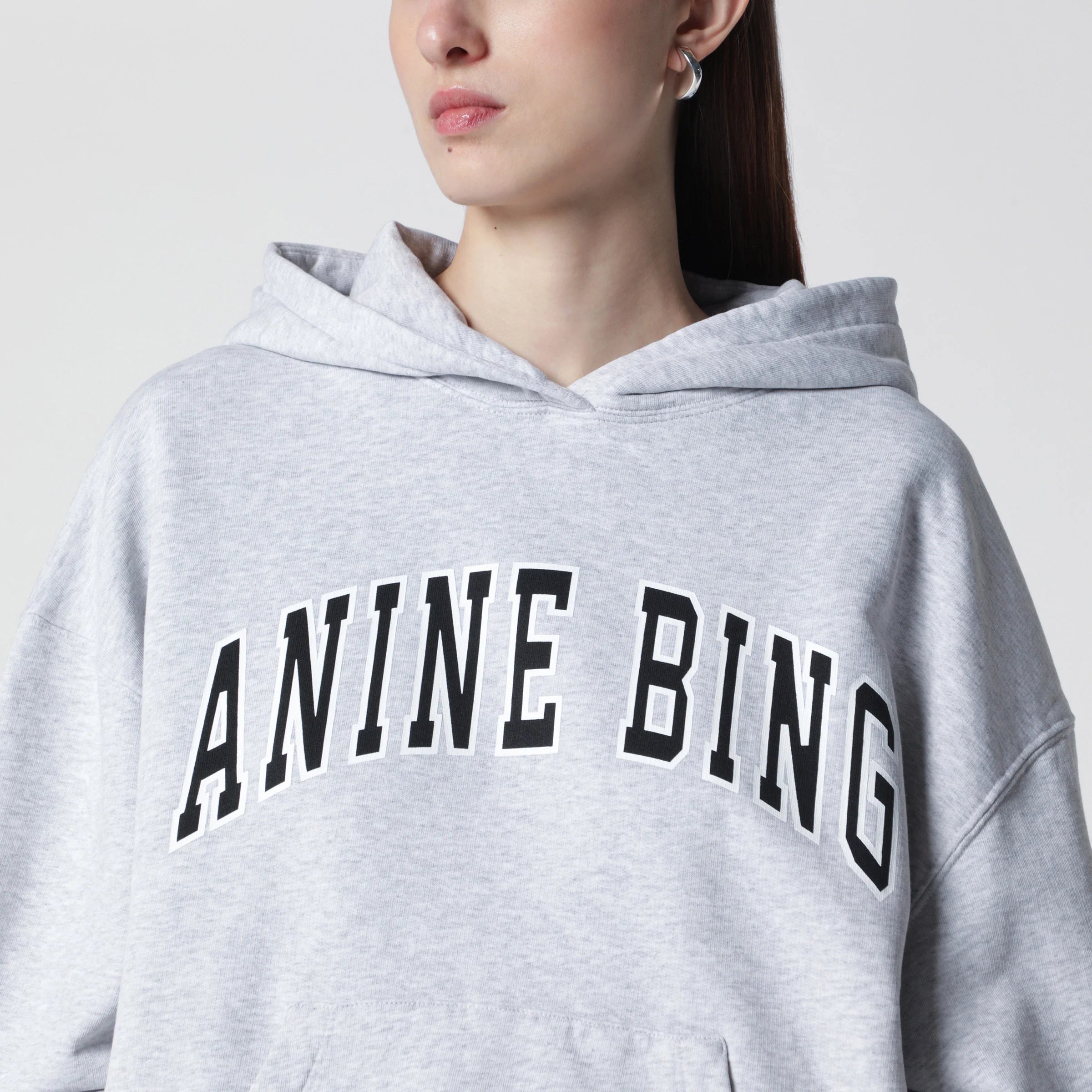 ANINE BING Harvey New Classic oversized cotton hoodie in grey