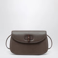 GUCCI Small shoulder bag in dark taupe leather with bamboo closure