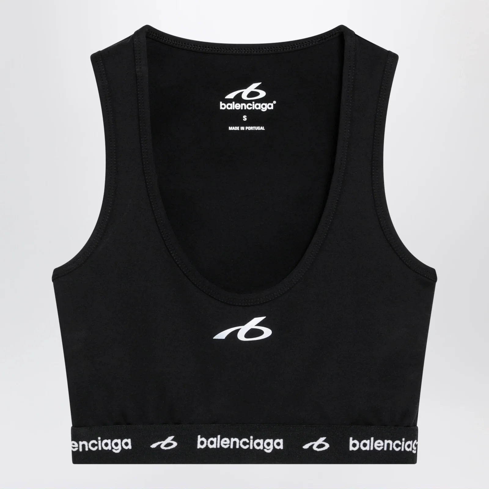Balenciaga Techwear bra top in black technical fabric