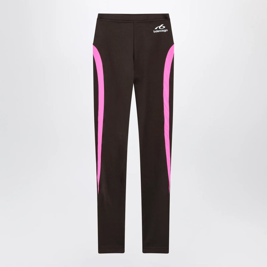 Balenciaga Techwear leggings in khaki/neon pink technical fabric