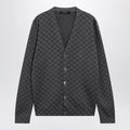 GUCCI Grey wool and silk cardigan with GG motif