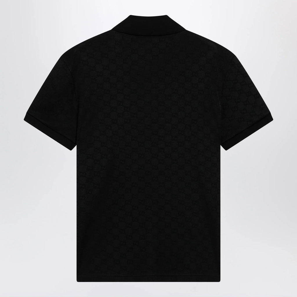 GUCCI Black GG jacquard technical jersey polo shirt