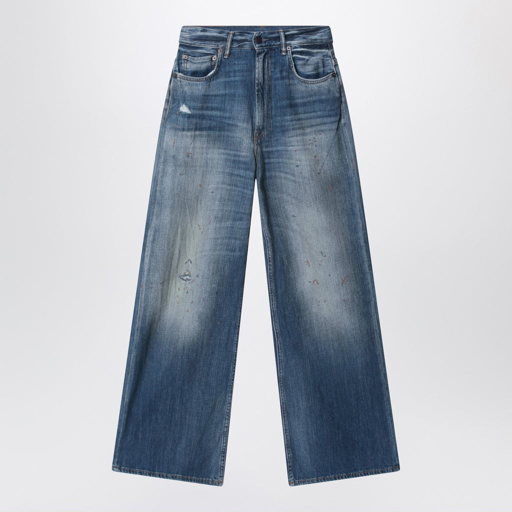 Acne Studios Blue jeans with a faded effect and splashes