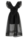 Ganni Black Organza Ruched Dress