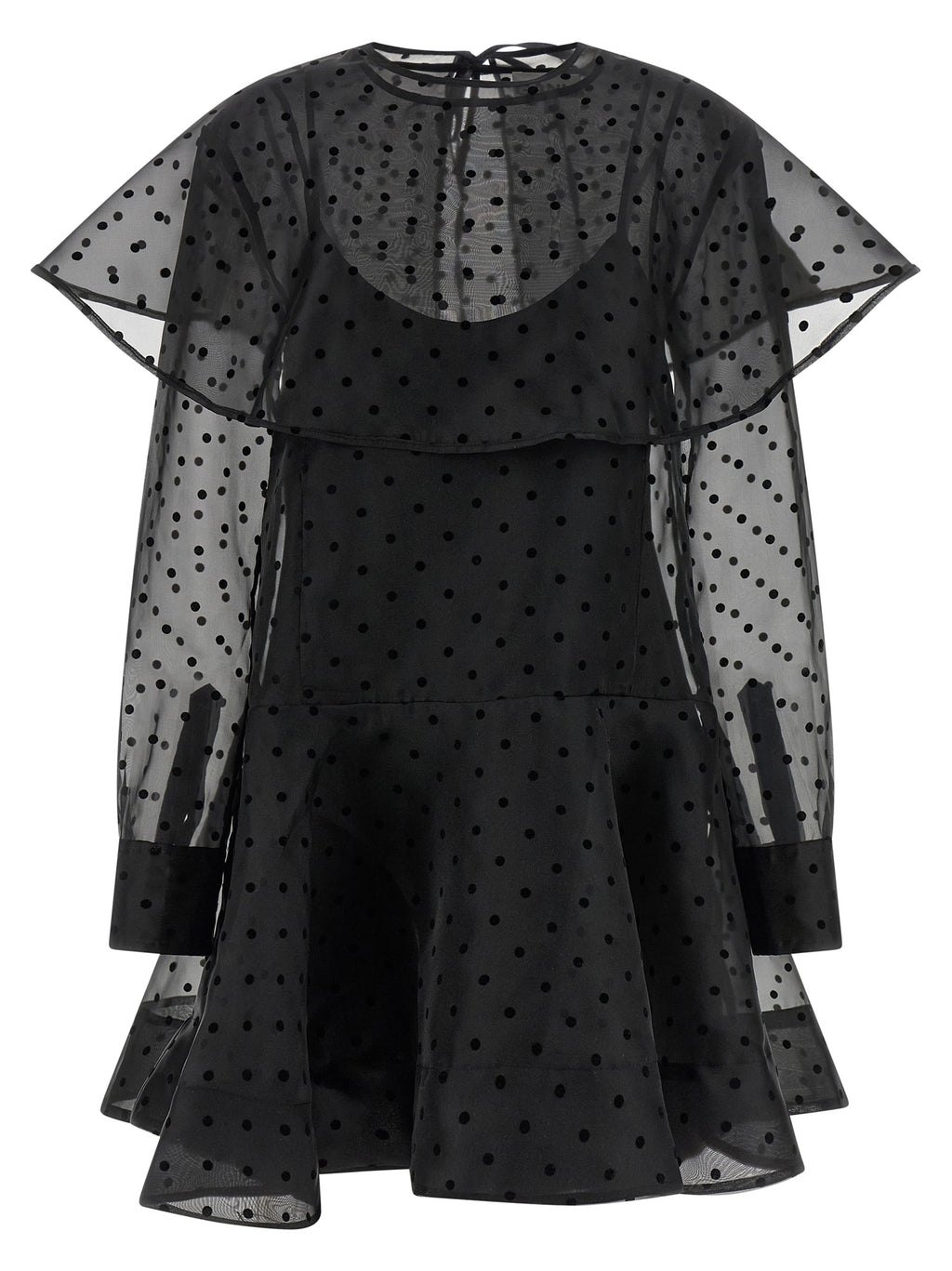 Ganni Black Organza Circle Collar Dress