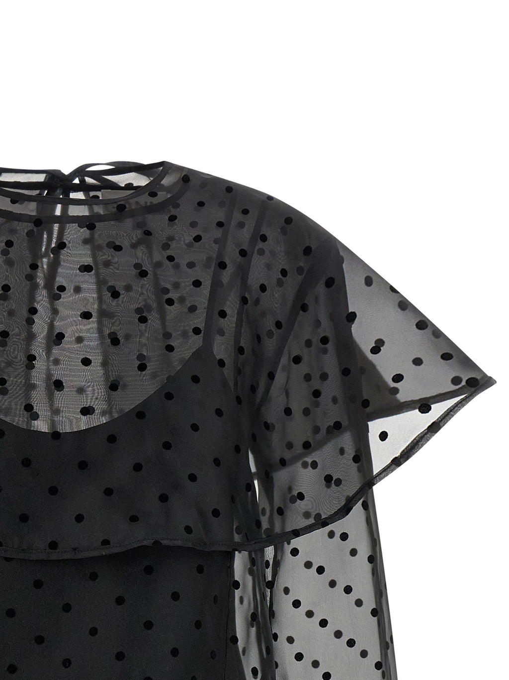 Ganni Black Organza Circle Collar Dress