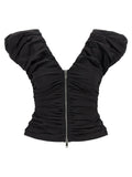 Ganni Black Ruched Top