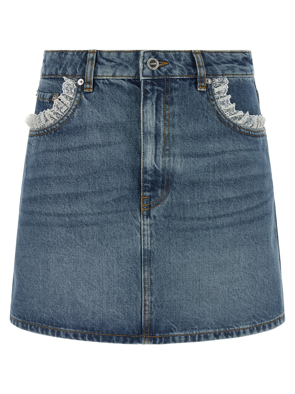 Ganni Denim And Lace Skirt