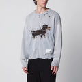 Maison MIHARA YASUHIRO Jacquard cardigan with dachshund in distressed cotton blend