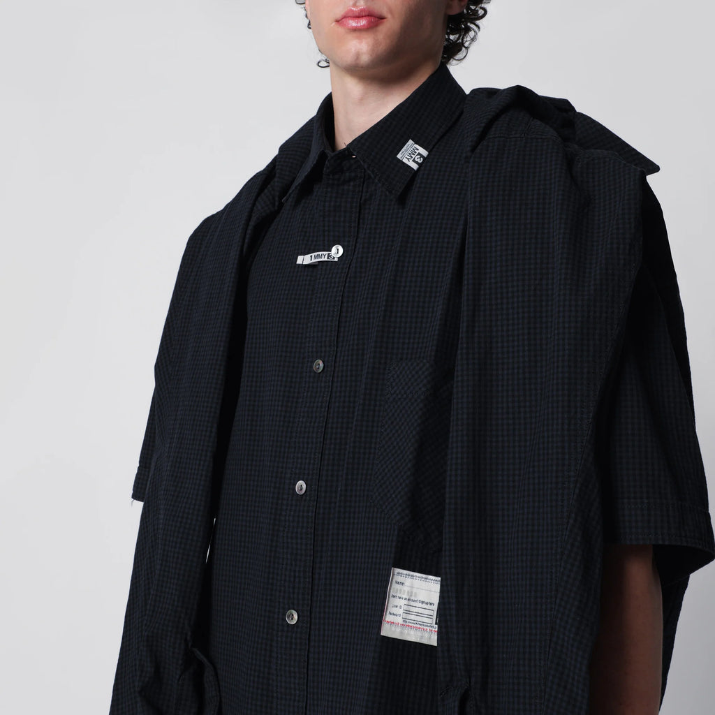 Maison MIHARA YASUHIRO Navy blue checked shirt with double sleeves