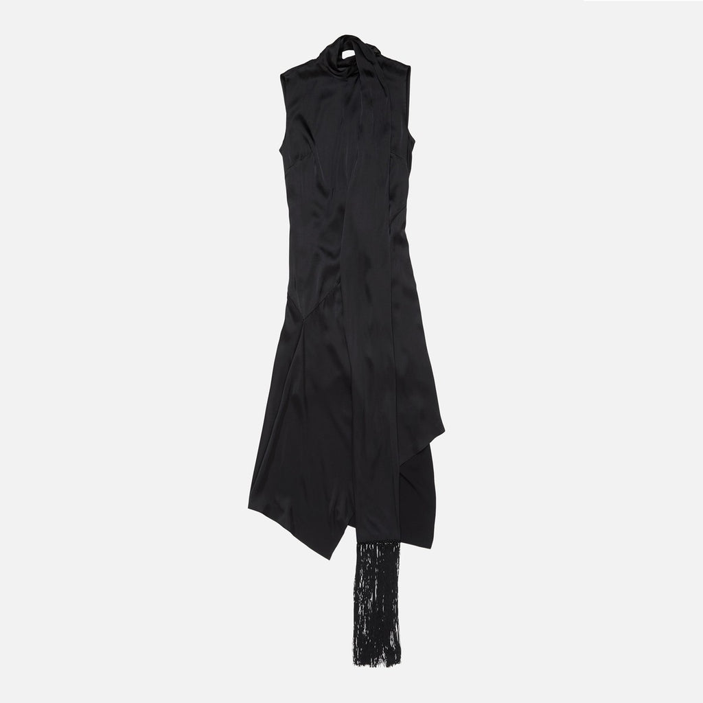 Acne Studios Black satin dress with scarf