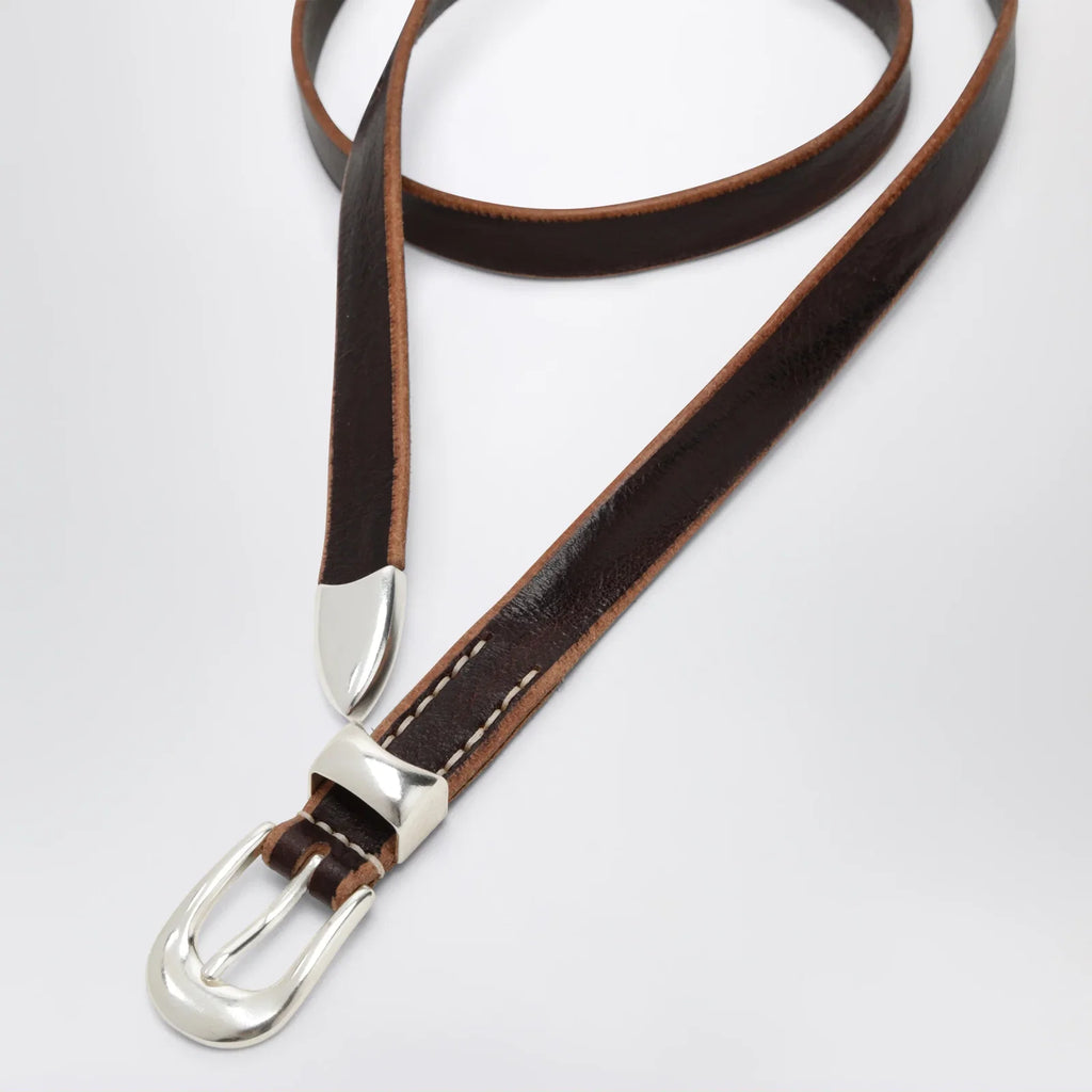 Our Legacy Olega belt in brown calfskin leather