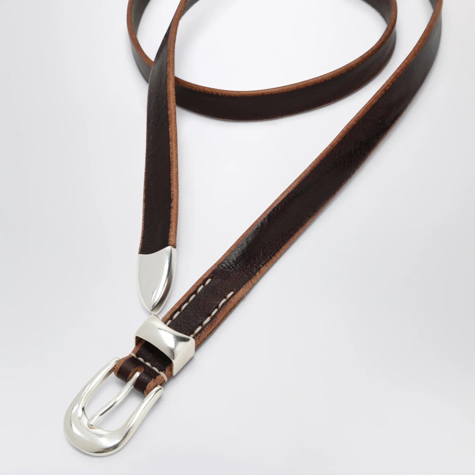 Our Legacy Olega belt in brown calfskin leather