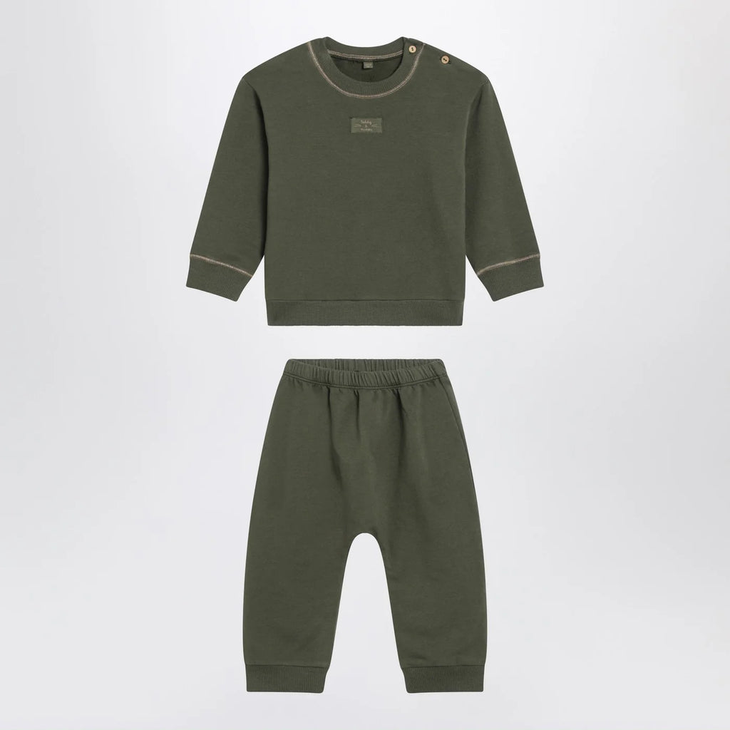 Teddy & Minou Moss green two-piece cotton suit
