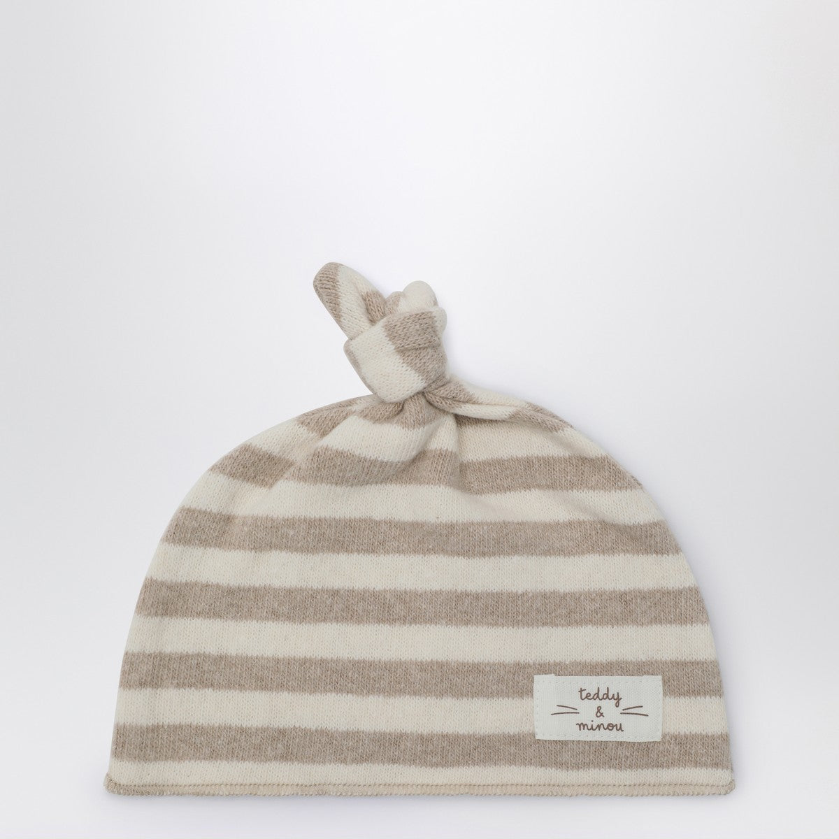 Teddy & Minou Beige striped cotton beanie