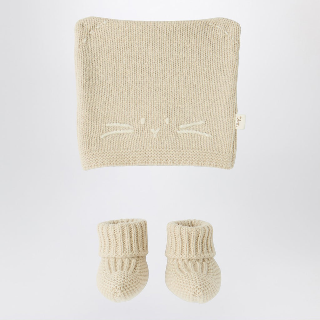 Teddy & Minou Beige knit set with hat and shoes