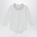 Teddy & Minou White bodysuit with neckline and floral print