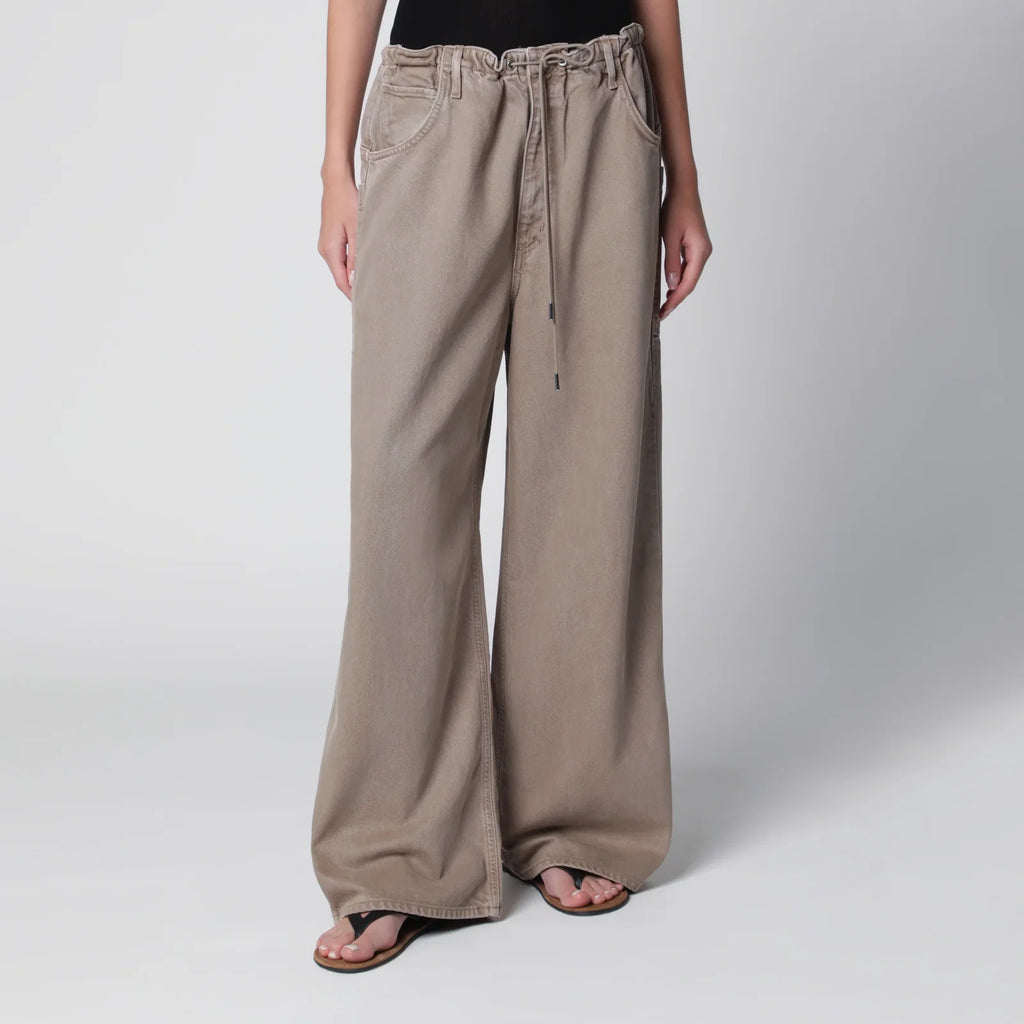 AGOLDE Shaw Flyweight drawstring wide-leg jeans in brown