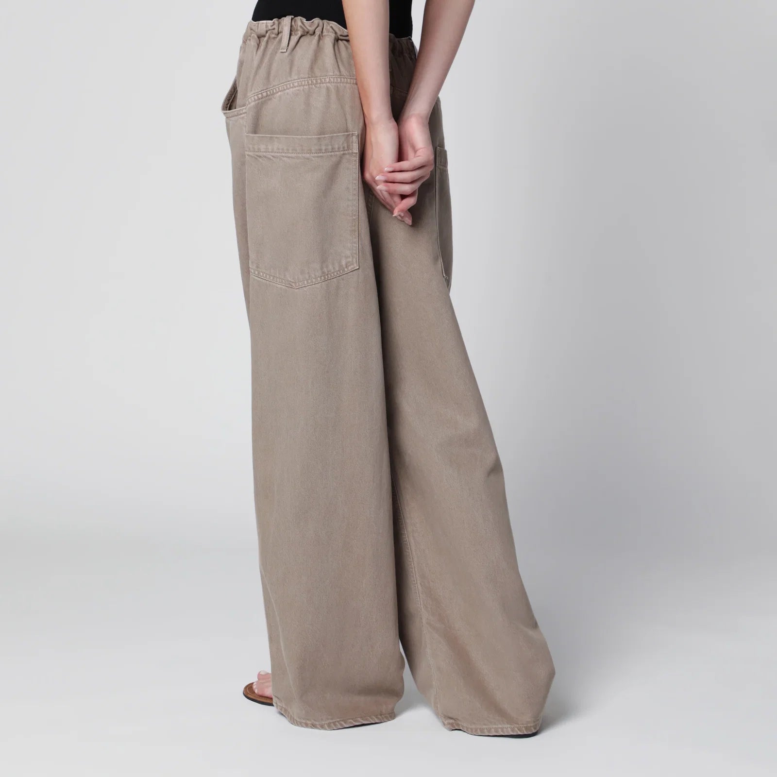 AGOLDE Shaw Flyweight drawstring wide-leg jeans in brown