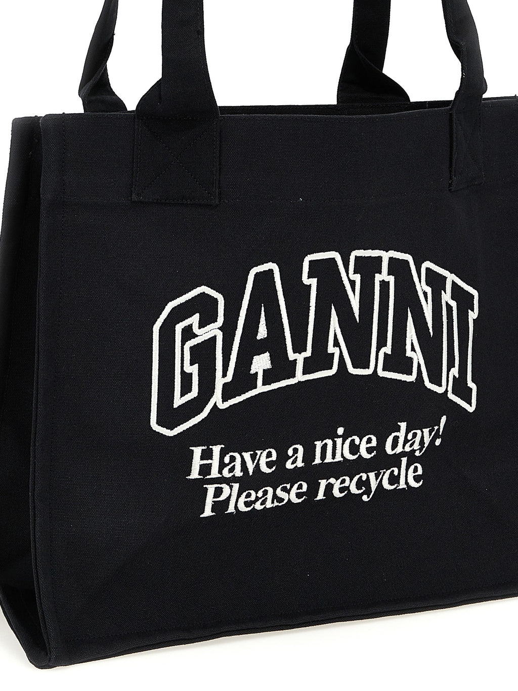 Ganni Large Easy Shopper Contrasted Logo Shopping Bag