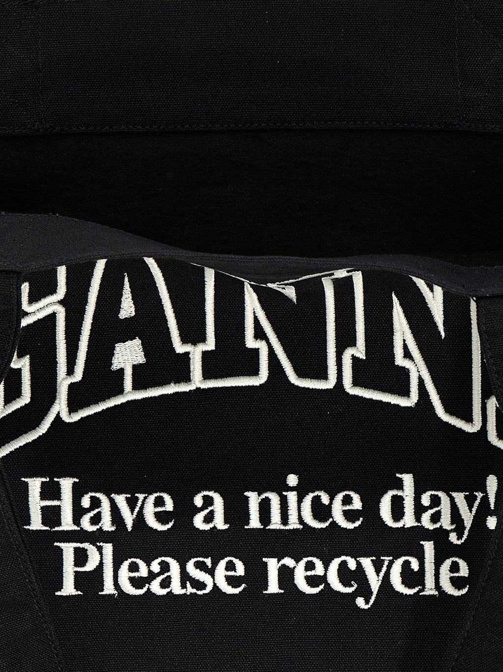 Ganni Large Easy Shopper Contrasted Logo Shopping Bag