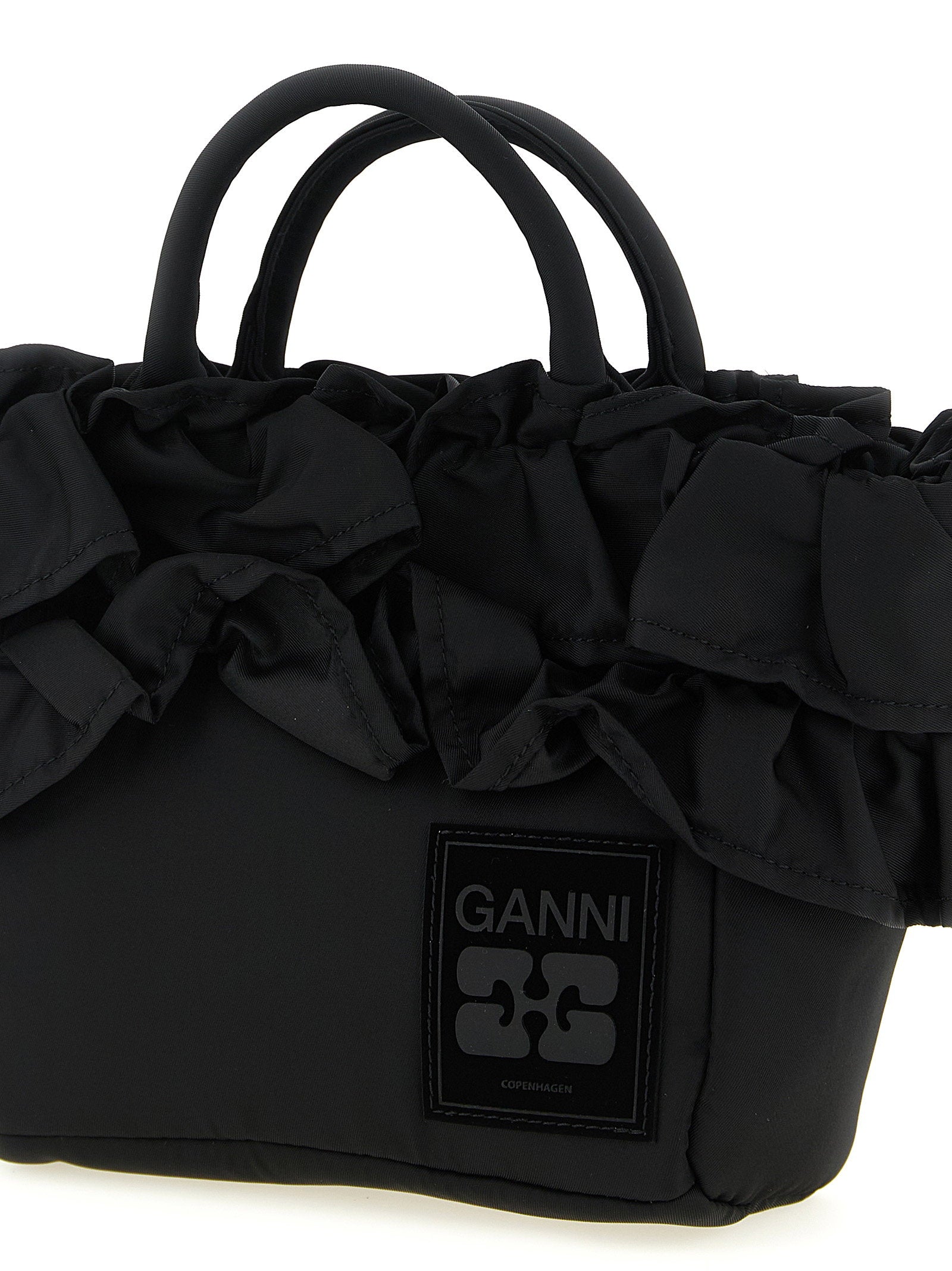 Ganni Mini Shopper Ruffle Handbag