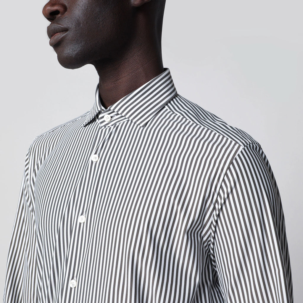 XACUS White Active Striped Tailor Fit Shirt